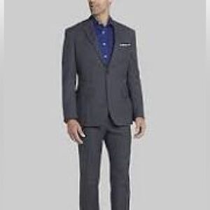 Men’s Gianni Manzoni Sz 42 Grey formal Italian Striped Blazer pants Suit